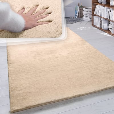 Paco Home Hoogpolig vloerkleed woonkamer kunstvacht superzacht effen 120x160 cm