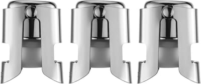 Champagneflesstoppen, Champagne Saver met Food Grade Silicone, lekvrij, vers houden Geschikt voor champagne, cava, prosecco en mousserend (3 stuks zilver)