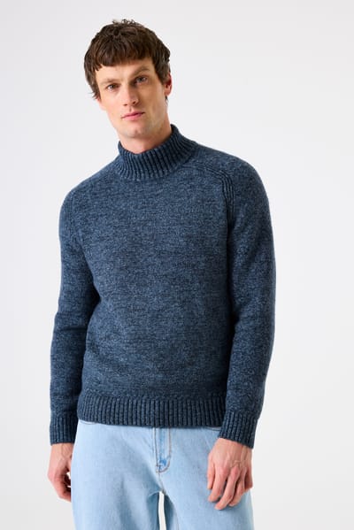 GARCIA Heren Effen Trui Blauw Lange mouw