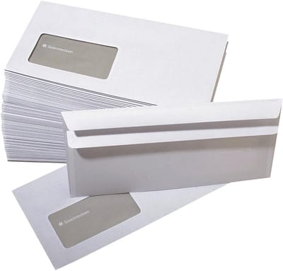 Enveloppen met Venster Wit 75g/m² Zelfklevend Verpakt per 1000 Stuks