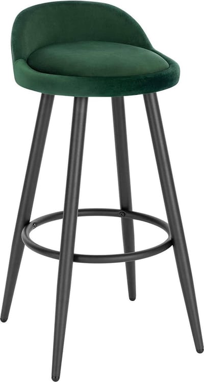 Velvet Barkruk - Ergonomisch - Donkergroen - Kleine rugleuning - Zithoogte 69cm