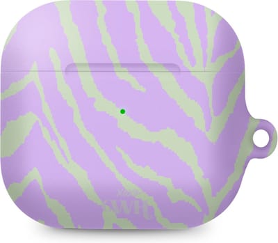 xoxo Wildhearts hoesje geschikt voor AirPods 3 - Main Character - Matte - Ook als telefoonhoesje verkrijgbaar - schokbestendige case - koptelefoon hoesje - Mat - Beschermhoes met zebraprint - dierenprint hoesje - Paars - Groen