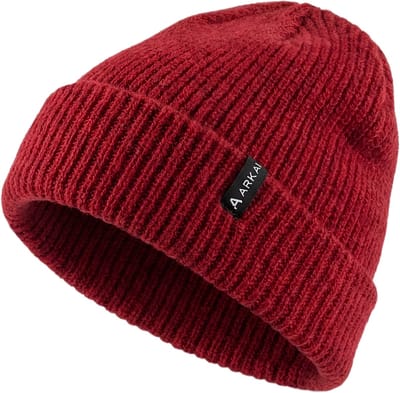 Nordic | Bordeauxrode geribde beanie in vissersstijl