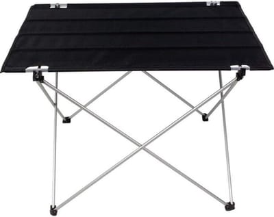 Klaptafel Bureau - Opvouwbaar Tafelblad - Outdoor Activiteiten - Lichtgewicht Aluminium Frame - 56 x 43 x 37cm - Zwart