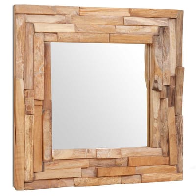 vidaXL - Decoratieve - spiegel - vierkant - 60x60 - cm - teakhout