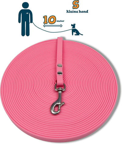 Miqdi BioThane® Sleeplijn 10 meter – zonder handvat – S (9 mm) – pastel roze – waterdicht & sterk