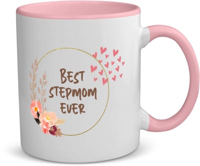 Akyol - bonusmoeder cadeau - koffiemok - theemok - roze - Moeder - stiefmoeder cadeau - bonusmama - stiefmoeder cadeautjes - moederdag cadeau - mamacadeautjes verjaardag - liefste mama - bonusmama - leuk kado om te geven - 350 ML inhoud