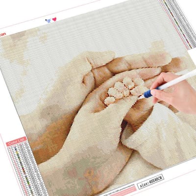 Peinture diamant à la main, Kit de points de croix, mosaïque de Portrait, peinture en cristal 30x30CM beige