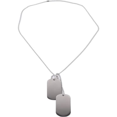 Dubbele Tag Hanger Ketting Eenvoudig Modieus Titanium Staal Ketting Sieraden Accessoire voor Straat white