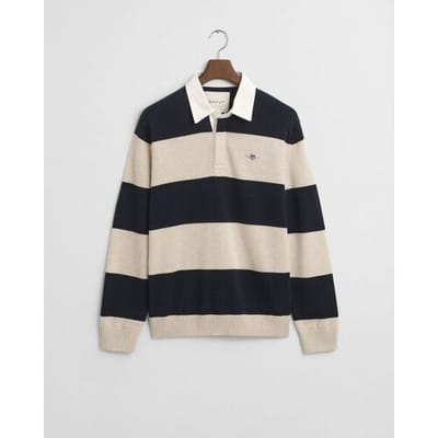 Gant Trui Barstriped Polo Pullover Avond Blauw / male