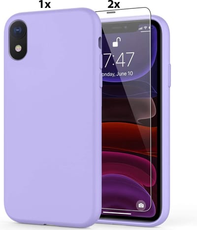 Hoesje Geschikt voor iPhone X / XS Soft Nano siliconen Gel Lila Paars Hoesje Met 2X Glazen screenprotector