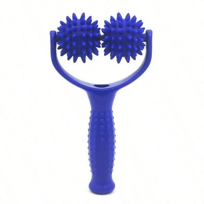 1 stuks SpierMassage Stick, Dubbele Bal Handheld Roller Massager Voor Yoga, Schouder & Nek Ontspanningsgereedschap Met Been En Arm Myofascial Release 1pc blauw