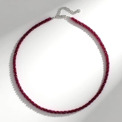 Cavill - Zilveren Halsketting - 925 Sterling Zilver Gerhodineerd - Magenta Granaat 62,159 ct - Verstelbare Ketting - Stijlvolle Dames Sieraden