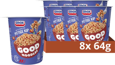 Unox Good Noodles Cup - Pittige Kip - 8 x 64 g - Voordeelverpakking
