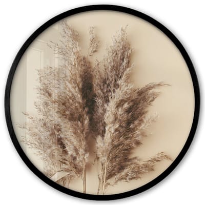 Poster in lijst Rond - Fotolijst 40x40 cm - Posters - Graan - Pastel - Natuur - Ronde posterlijst zwart - Decoratie - Wanddecoratie woonkamer - Muurdecoratie slaapkamer