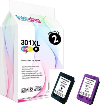 Inktdag inkcartridges alternatief voor de HP 301xl inktcartridges zwart (CH563EE) + kleur (CH564EE) dual pack voor HP Envy 4500 ,5530 Officejet 2620, 4630 2622 Deskjet 3050A ,2050 ,3052A ,1510 ,3050, 1000, 3000 ,2510 ,2540, 1050