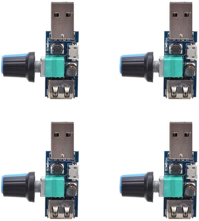 Allecto - Mini-ventilator - USB-ventilator - Toerentalregelaar - 5 V - Snelheidsregelaar - Geschikt voor binnen en buiten - 4 stuks