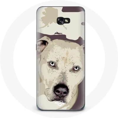 Coque - Samsung - Galaxy A8 2016 - Souple - Chien de Pitbull - Blanc blanc
