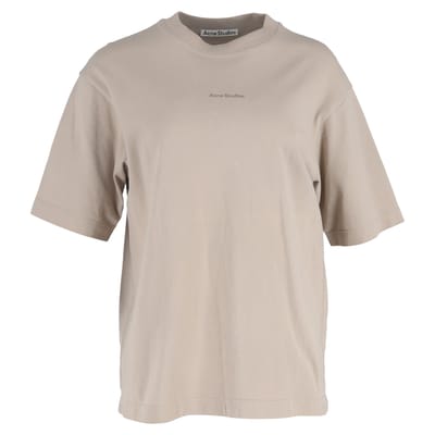 Acne Studios logo T-shirt in beige katoen