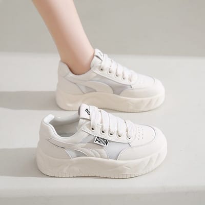 Mesh Kleine Witte Schoenen Dames Nieuwe Lente en Zomer Platform Broodschoenen Ademend Veelzijdig Casual Niche Boardschoenen Tide 40 wit