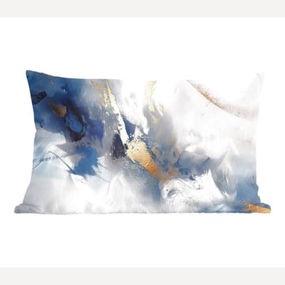 Sierkussens - Kussentjes Woonkamer - 60x40 cm - Blauw - Modern - Marmer - Abstract - Goud