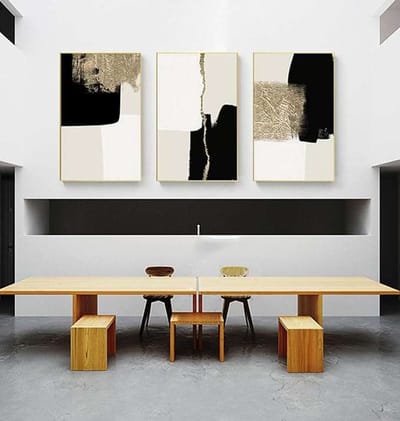 CE Serie - Abstrakt Schilderij - 60x90cm - Geen Lijst - Set van 3