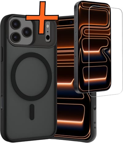 Hoes - Met Screenprotector - Geschikt voor iPhone 17 Pro / 18 Pro - Magsafe Compatible - Sterk & Shockproof - Back Cover - Shock Proof Case - Telefoon Hoes - Zwart