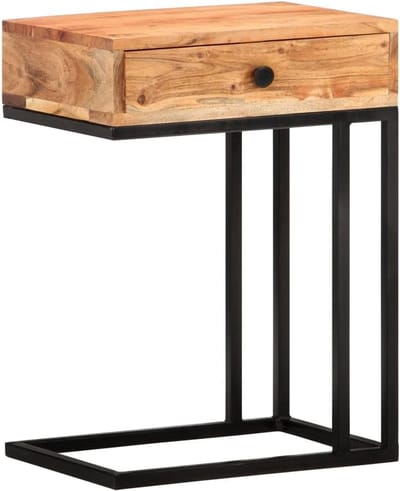 U-Vormige Bijzettafel Massief Hout voor Woonkamer en Hal