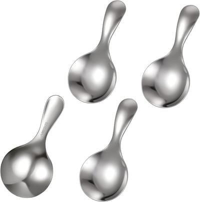 Set van 4 Korte Handgrepen Lepels, Mini Lepels voor Suiker, Thee, Koffie en IJs, Ideaal voor Feestjes en Keukengebruik