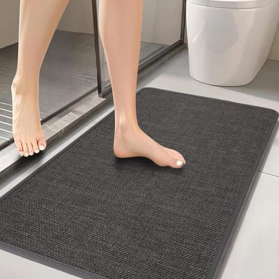 Badmat - Badkamertapijt - Badkamer Droog - Sneldrogend Absorberend - 91 x 61 cm - Donkergrijs