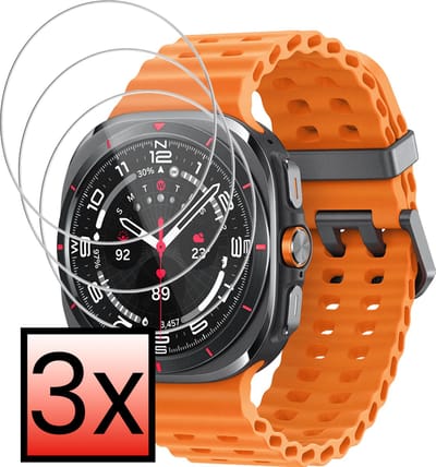 Screenprotector - 3 Stuks - Geschikt voor Samsung Galaxy Watch Ultra - Extra Sterk - Tempered Glass - Gehard Glas - Beschermglas Screen Cover - Bescherm Protector voor Smartwatch
