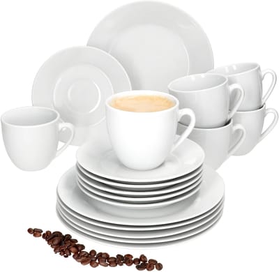 MamboCat 18-delig koffieservies TOMMY wit porselein voor 6 personen