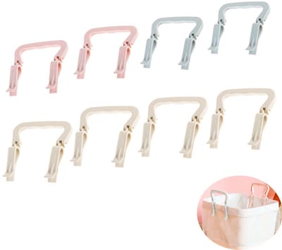 Clips voor vuilniszakken - 8 stuks - kleine prullenbakclips met handvat - Vuilnisbak Clips - Handige Plastic Vuilniszakhouder - Antislip klemhouders voor vuilniszakken - Bevestigingsclips voor prullenbakken, afvalbakken en toiletbakjes