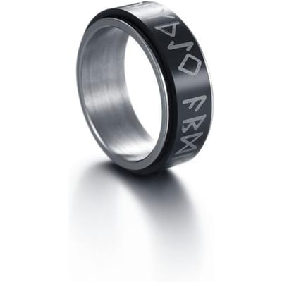 Vintage Rvs Odin Noorse Viking Amulet Rune Mannen Ring Hiphop Draaibare Spinner Fidgets Ring Mode Woorden Retro Sieraden 13 gray