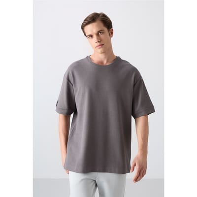 Heren Oversized Crew Neck T-Shirt Met Patch
