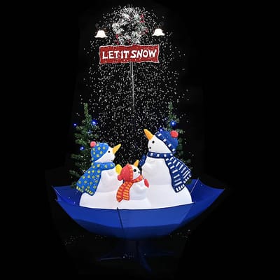 vidaXL - Kerstboom - sneeuwend - met - paraplubasis - 170 - cm - PVC - blauw
