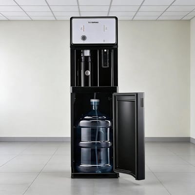 Waterkoeler Dispenser - Drinkfontein - Direct Water - Bodemladen Ontwerp - 103 cm Hoog - Zwart