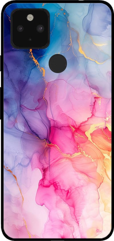 Smartphonica Telefoonhoesje voor Google Pixel 4A 5G met marmer opdruk - TPU backcover case marble design - Regenboog geschikt voor Google Pixel 4A 5G