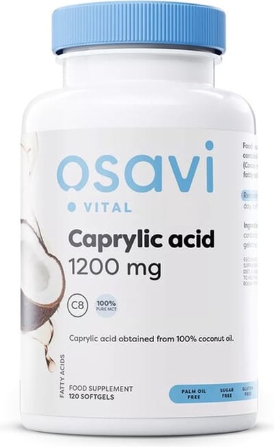 Caprylic Acid - MCT olie (medium chain triglycerides) - 1200 mg - 120 Capsules - Osavi