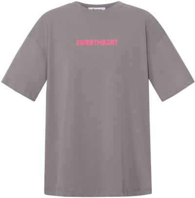 Comfortabel Gebreid Dames T-shirt met 'SWEETHEART' Tekstprint - Grijs - Maat S