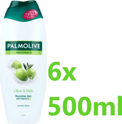 Palmolive Naturals - Douchegel - Olive & Milk – met Vitamine E - 6x 500ml - Voordeelverpakking