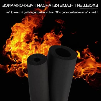 51mm ID x 6ft Isolatie Foam Tube voor Buizen, 3-delige Beschermfolie voor Handgrepen en HVAC-toepassingen, Zwart