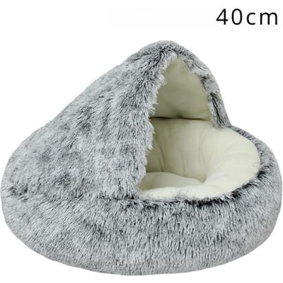 1 pièce 40cm Peluche Ronde Lit Apaisant pour Chat Lit Moelleux pour Animaux de Compagnie pour Chat Lit Chaleureux pour Chien pour Canapé Maison pour Chien Accessoires pour Lit d'Animal de Compagnie animal de compagnie 40cm white
