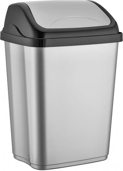 Prullenbak/afvalbak - 50 liter - kunststof - zilver - 41 x 33 x 650 cm - kantoor
