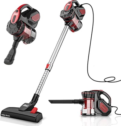 Steelstofzuiger met snoer - 3 in 1 Stofzuiger zonder zak - 3 verschillende opzetstukken - 600W - Rood