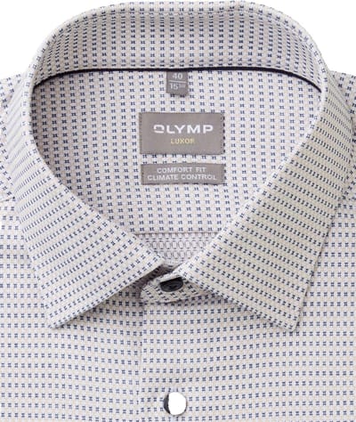 Olymp Luxor 24/Seven geprint overhemd wit blauw
