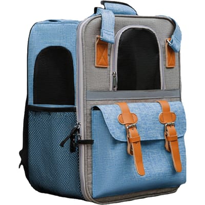 Sac à dos de transport pour animaux de compagnie Portable Grande Capacité Réfléchissant Respirant Sac à dos de transport pour chiens pour chats bleu