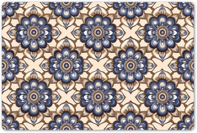 Placemats 45x30 cm - Placemat kunststof - 1 stuk - Floraal - Ornament - Blauw - Borden onderleggers - Decoratie voor op tafel - Keuken tafeldecoratie accessoires - Vinyl onderlegger - Tafelversiering