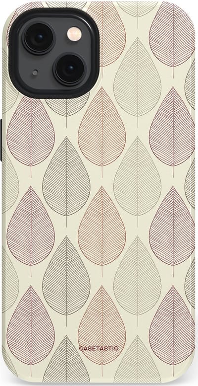 Casetastic hoesje geschikt voor Apple iPhone 13 - MagSafe - Dubbellaagse bescherming - Botanisch retro bladeren dans - Fashion Case - Crème