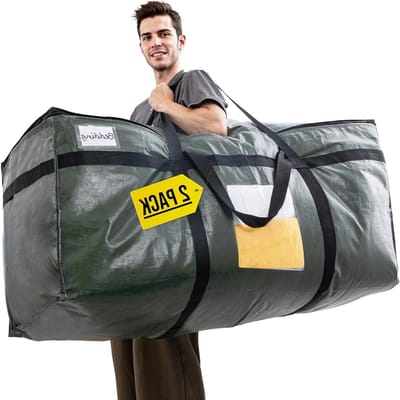 Extra grote verhuiszakken voor opslag van kleding, dekbedden en beddengoed - Jumbo opbergzakken met rits (Groen, 2 stuks)